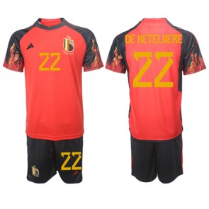 Belgie Charles De Ketelaere #22 Dětské Domácí dres komplet MS 2022 Krátký Rukáv (+ trenýrky)